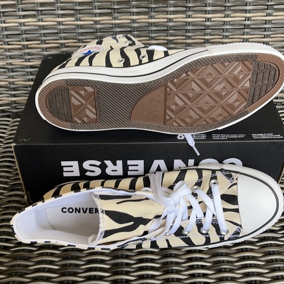 Converse Ctas Hi Black/Greige/White MEN`S Zebra Stripes - Picture 4 of 16